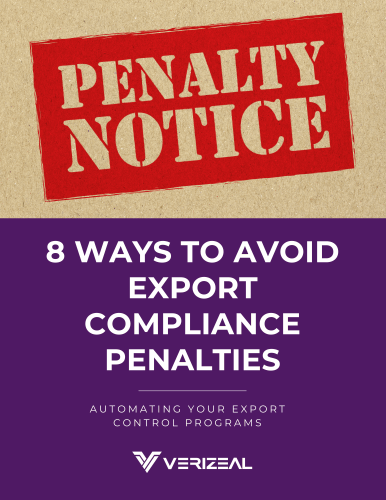 Verizeal - eBook Cover - Verizeal.com 8 ways to avoid export compliance penalties